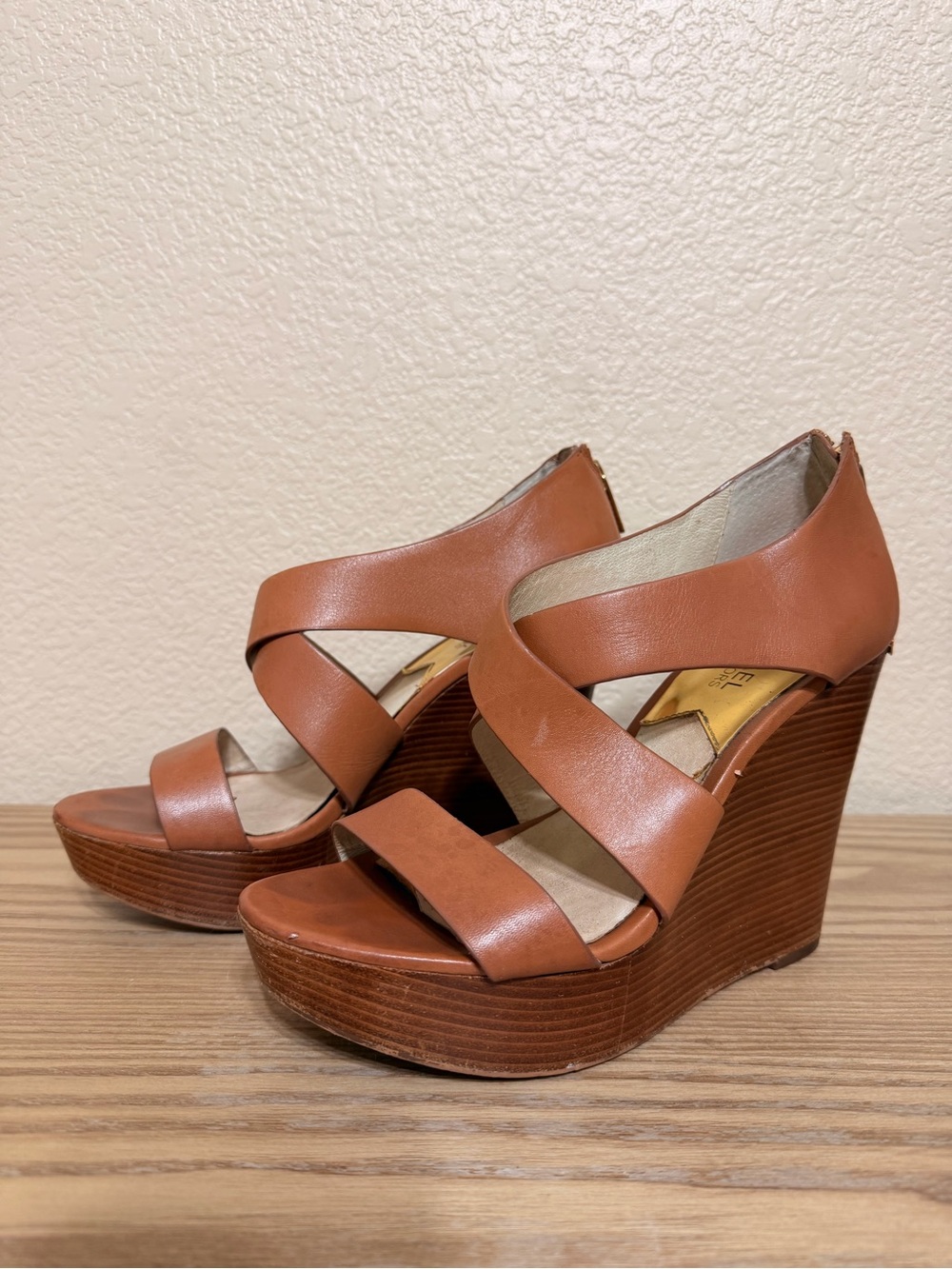 Michael Kors Leather Platform Wedges size 8
